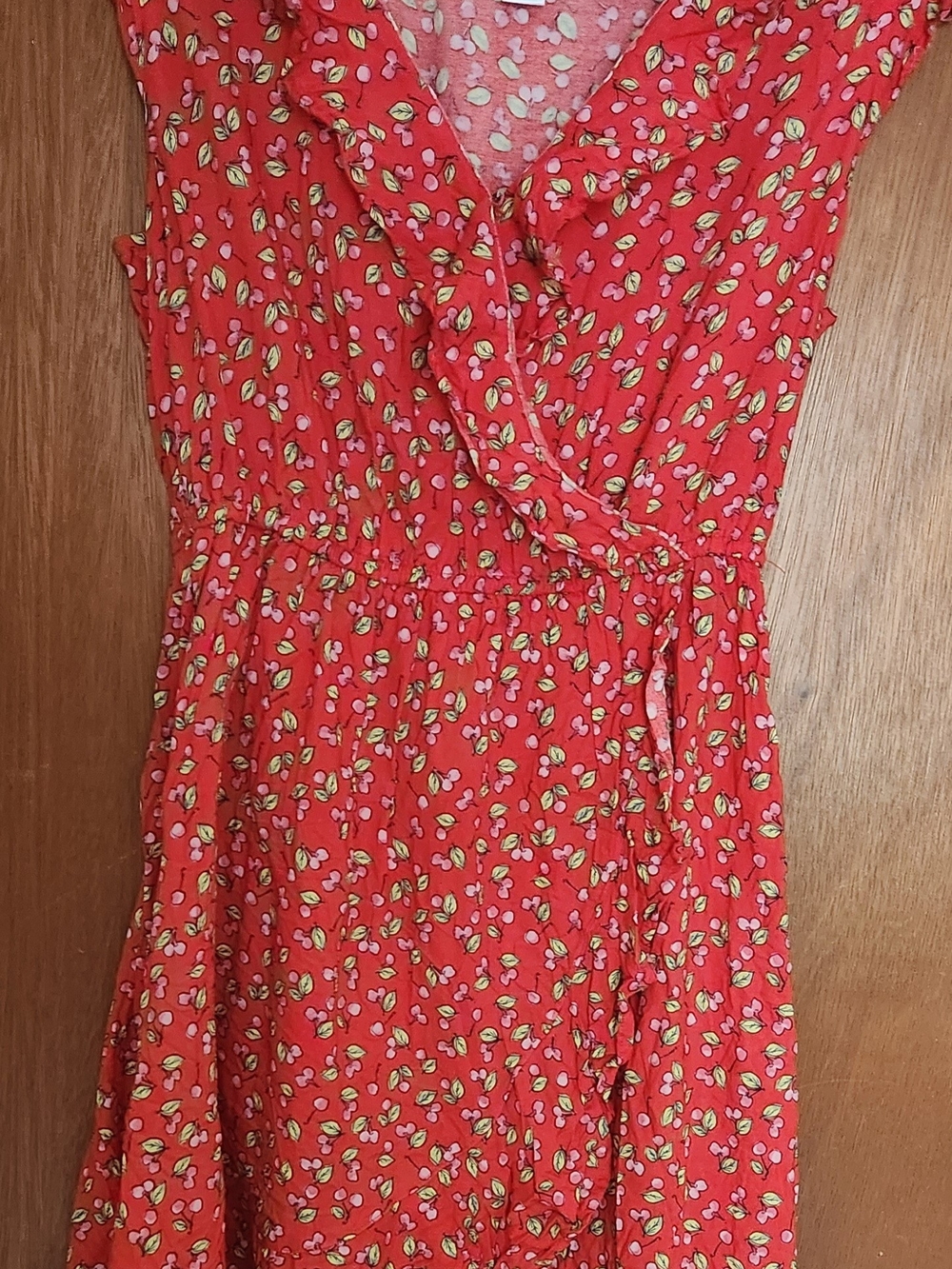 Teens Super Cute Red Floral Wrap Dress Size S